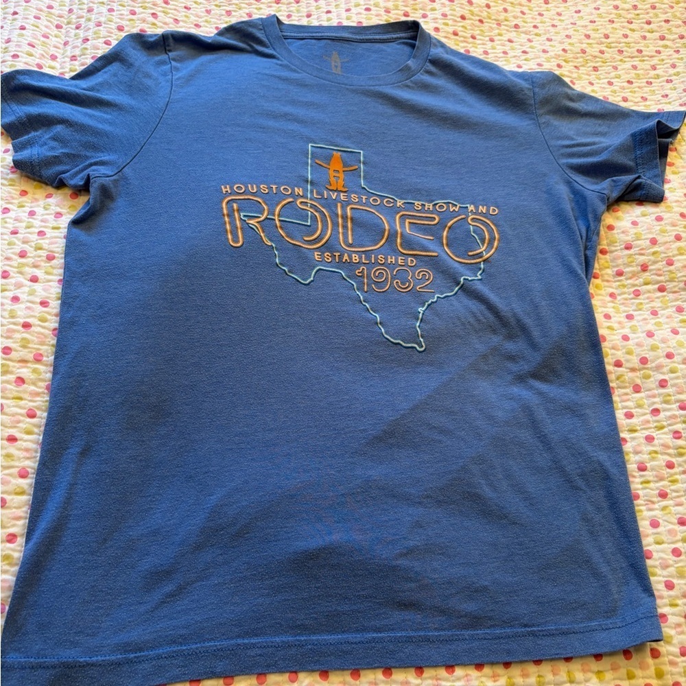 Houston Livestock Show and Rodeo Blue Mens Short sleeve T-Shirt-Size Large